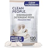 Clean People Dishwasher Pods - Cuts Grease & Rinses Sparkling Clean - Residue-Free - Phosphate Free Dishwashing Pods - Fragrance Free, 120 Pack