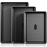 Cookie Sheets for Baking Nonstick - HONGBAKE Baking Sheet Pan Set of 3, Half/Quarter/Jelly Roll Pan for Oven with Diamond Texture Pattern, 57% Thicker Carbon Steel Cookie Trays, Dark Grey