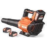 Cordless Leaf Blower - 580CFM/160MPH Electric Blower with 2 x 4.0Ah Batteries, Charger, Shoulder Strap, and 3 Speed Settings, Ideal for Lawn, Yard, Sidewalk, and Garage Cleaning (Orange)