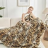 Cozy Bliss Luxury Faux Fur Throw Blanket Leopard Print, Non Shedding Double Sided Sherpa Blankets Super Soft Fluffy Thick Warm Throws Home Decor for Couch Bed Sofa Women,60