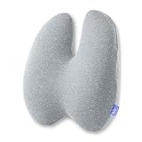 Cushion Lab Extra Dense Lumbar Pillow - Patented Ergonomic Multi-Region Firm Back Support for Lower Back Pain Relief - Lumbar Support Cushion w/Strap for Office Chair, Car, Sofa, Plane - Grey