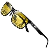 DUCO Men's Carbon Fiber Temples Polarized Anti Glare Night Vision Driving Glasses 8206