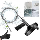 Drain Snake Auger 33 Feet, Plumbing Snake Drain Hair Clog Removal Tool, Heavy Duty Toilet Snake Auger, Sink Unclogger Drain Cleaner Tool for Bathroom Kitchen Tub Shower Drain Clog Remover With Gloves