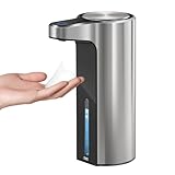 EKO Automatic Foaming Soap Dispenser, Touchless Foam Hand Soap Dispenser for Bathroom, Kitchen Dish Soap Dispenser, Water-Resistant and Rechargeable, 9 fl oz (Stainless)