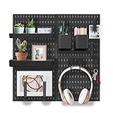 EVDBOBO Wall Organizer Peg Board - Elevate And Declutter Your Gaming And Office - Create A Perfectly Structured Space(Black)