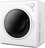 Elevon Compact Laundry Dryer, 2.6 cu ft Front Load Stainless Steel Clothes Dryers with Exhaust Pipe, 1400W, Control Panel Four-Function Portable Dryer For Apartments, Home, Dorm, White