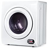 Euhomy Compact Laundry Dryer, 2.65 cu ft Front Load Stainless Steel Clothes Dryers With Exhaust Pipe, 1400W, LCD Control Panel Four-Function Portable Dryer For Apartments, Home, Dorm, White