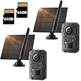 FBYEG 4G LTE Cellular Trail Cameras 2 Pack,2.7k Game Camera Built-in Sim Card,with 64g Memory Card Solar Trail Camera PIR Motion Activated 0.1s Trigger Time, No Glow Night Vision IP66 Waterproof