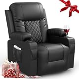 FURNIMAT Recliner Chairs for Adults, Massage Rocker with Heated Modern Ergonomic Lounge 360 Degree Swivel Single Sofa Seat Living Room Lounge Recliners Black