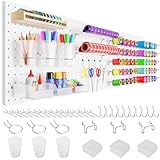 FZK Peg Board,36pcs Pegboard Kit, Includes 4 White Pegboard and Pegboard Accessories,Plastic Pegboard,Pegboard with Hooks,Pegboard Wall Organizer for Office, Craft Room Peg Board Organizer