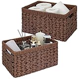 GRANNY SAYS Rectangle Wicker Storage Baskets for Shelves, Organizing, Waterproof Woven Storage for Toilet Shelf Baskets, Laundry Room, Brown, 2-Pack