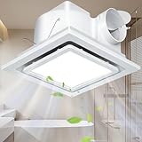 Gopper Bathroom Exhaust Fan with Light, Bathroom Fan with 12W 6000K LED Light Combo, 141CFM 1.0Sones Low Noise Bathroom Ventilation Fan for Home/Bath/Office/Hotel (12INCH)