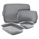 GreenPan Premiere Ovenware Healthy Ceramic Nonstick 4 Piece Bakeware Set, PFOA and PFAS-Free, Rectangular, Square, Quarter, Half Sheet Baking Pans, Warp-Free, Oven Safe to 600F, Dishwasher Safe, Gray