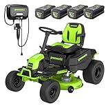 Greenworks PRO 80V 42” Electric Lawn Tractor, Riding Lawn Mower with (4) 5.0Ah Batteries and (600W) Plug in Charger
