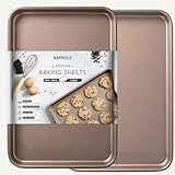 HAPPIELS Nonstick 15x10 inch Baking Sheet Set of 2 | PFOA & BPA Free Non Toxic Carbon Steel 10x15 inches Cookie Sheets | Best Non stick Oven Cooking Pans & Jelly Roll Pan | Best Nontoxic Baking Trays