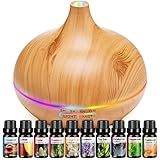 HLS Aroma Diffusers for Essential Oils Large Room with 10 Essential Oils,Ultrasonic Aromatherapy Diffuser for Home Bedroom, Cool Mist Humidifier Vaporizer