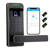 Harfo Fingerprint Door Lock, Heavy Duty Keyless Entry Door Lock, 5 in 1 Smart Door Lock with Touchscreen Keypad, Keyless Lock with Reversible Handle, Keypad Lock Electronic Digital Lock(Aged Bronze)