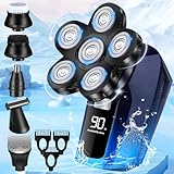 Head Shaver for Bald Men,6 in 1 Bald Head Shavers for Men Cordless, Electric Shavers for Men Bald Head Shaving,Wet Dry Electric Razor for Mens Head Face Hair,Waterproof Man Razors Grooming Kit Gift