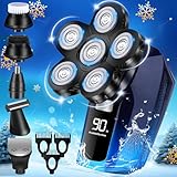 Head Shaver for Bald Men,6 in 1 Bald Head Shavers for Men Cordless, Waterproof Wet Dry Mens 6 Head Shaver, Electric Head Shavers for Men, Man Rechargeable Facial Shaver Rotary Face Hair Razor