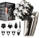 Head Shavers for Bald Men, SHPAVVER 9 in 1 Head Shaving Kit, IPX7 Waterproof Rotary Shaver, Wet Dry Use, Rechargeable, Electric Razor
