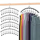 Hendiy Legging Organizer for Closet, Rotatable Pants Hangers 5 Pack w/10 Clips Holds 50 Leggings, Leggings/Shorts/Jeans/Skirts/Pants Hangers w/Rubber Coated, Space Saving Hanging Closet Organizer