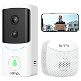INFIYA Video Doorbell Camera Wireless-2K Outdoor Front Door Camera with Chime Included for Home Security, Easy Installation, AI Human Detection, Instant Alerts, Night Vision, Two-Way Audio, M1 White