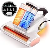 JIGOO Bed Vacuum Cleaner with Dust Sensor, Mattress Vacuum Cleaner with UV & Ultrasonic and High Heating, 13Kpa Suction 500W Powerful Double-Cup Handheld Vacuums (J300, Corded)