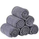 JML Microfiber Bath Towel Sets (6 Pack, 27" x 55") -Extra Absorbent, Fast Drying, Multipurpose for Swimming, Fitness, Sports, Yoga, Grey 6 Count