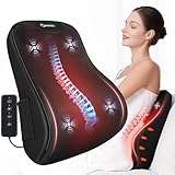 KNQZE Lumbar Support Pillow for Office Chair, Heated Back Support Pillow with Vibration, Back Massage for Pain Relief, 3 Heating Levels & 4 Motors & 3 Intensities, at Home Office Car Sofa - Black