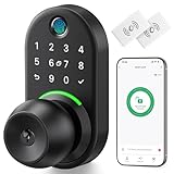 Keypad Smart Door Lock with Knob,Yamiry Keyless Entry Door Lock with Handle,Fingerprint Door Knob for Front Door, Electronic Code Smart Lock,Digital Lock for Entry Doors,Auto Lock