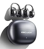 King Lucky Clip on Earbuds Open Ear Wireless Bluetooth 5.4 Headphones with Mic,50H Play,Noise Cancelling,Waterproof,Sports Ear Buds,Comfortable for Small Ears & Glasses Wearers,Workouts (Black)