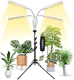 LED Grow Lights for Indoor Plants, 420 LEDs Full Spectrum Plant Lights for Indoor Growing with 15-63 inches Adjustable Tripod Stand, 4 Heads Floor Grow Lamp with 3/6/12H Auto On/Off Timer Function