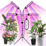 LED Grow Lights for Indoor Plants, 432 LEDs Red Blue White Full Spectrum Plant Lights for Indoor Growing with 15-63 inches Adjustable Tripod Stand, 4 Heads Grow Lamp with 4/8/12H Auto On/Off Timer