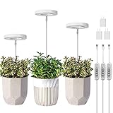 LORDEM Grow Light, Full Spectrum LED Plant Light for Indoor Plants, Height Adjustable Growing Lamp with Auto On/Off Timer 4/8/12H, 4 Dimmable Brightness, Ideal for Small Plants, 3 Packs