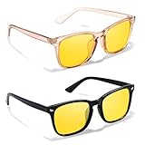 LVIOE Night Vision Glasses for Driving Women Men Yellow Night Driving Glasses for Glare Polarized Astigmatism N8082