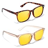 LVIOE Night Vision Glasses for Driving Women Men Yellow Night Driving Glasses for Glare Polarized Astigmatism N8082