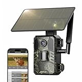 Loatos Cellular Trail Cameras, Trail Camera Bulit in 4G LTE SIM Card Auto Connect No WiFi Needed, 2k Live Video Solar Powered IP66 Waterproof Game Camera with 0.2s Fast Trigger Motion Activated