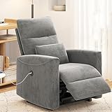 MECHYIN Power Recliner Chair for Adults, Reclining Sofa Chair, Adjustable Home Theater Seating Lounge with Lumbar Support, Small Recliners for Living Room with Charging Ports (Lividity)