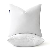 MIULEE 20 x 20 Premiun Goose and Feather Down Throw Pillow Inserts,Set of 2 Soft Fluffy Pillow Inserts Cotton Fabric,Decorative Square Throw Pillows for Sofa Bed Couch Living Room White