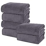 MOONQUEEN 6 Pack Premium Bath Towel Set - Quick Drying - Microfiber Coral Velvet Highly Absorbent Towels - Multipurpose Use as Bath Fitness, Bathroom, Shower, Sports, Yoga Towel (Dark Grey)