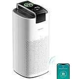 MORENTO Air Purifiers for Home Large Room Up to 2050 Ft² with PM 2.5 Air Quality Sensor, Smart WiFi and Sleep Mode, Hepa Filters Filter Airborne Particles, Handheld Home Air Purifier - White
