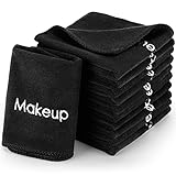 Macarrie 48 Pcs Makeup Towels Mom Gifts Bulk for Women Valentine's Day Employee 12 x 12 Inch Make up Cloth Microfiber Washcloth Reusable Remover Face Skin Cleaning Soft Absorbent Spa Facial(Black)