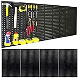 Made in USA Pegboard Wall Organizer 4 ea 24"x16" Plastic Pegboard Panels - 96” Wide - Kit P-212 B Garage Organization for Workbench Tool Storage Organizer - Tuff Peg Board