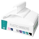 NEATERIZE Clothes Hangers Plastic 100 Pack For Adults - Plastic Hangers, The Perfect Coat Hanger and Space Saving Clothes Hangers for Closet, Percheros Ganchos para Colgar Ropa Hangars - White Hangers