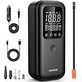 NUSTE Tire Inflator Portable Air Compressor, 150PSI Cordless Air Pump for Car Tires, Bike Air Pump with Digital Pressure Gauge, LED Light, for Motorcycle, Ball