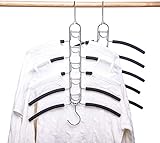 Nature Smile 4 Pack 5 in 1 Anti Slip Clothes Hangers,Space Saver Magic Metal Hangers,Multi Layers Wardrobe Clothes Rack,Heavy Duty Metal Blouse Hanger Closet Storage Organizer