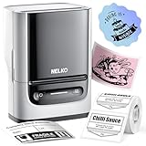 Nelko Label Maker Machine with Tape, PM220 Bluethooth Label Printer, 2 Inch Portable Thermal Printer for Small Business, Address, Logo, Clothing, Sticker Printer for Phones & PC, White