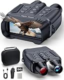 Night Vision Goggles Binoculars for Adults: 4K Digital Infrared Night Vision Scope- 5000mAh Rechargeable Battery- Anti-Shake Motion Detection- 4'' Large Screen- 64GB TF Card