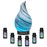 Oil Diffuser & Essential Oils Set - Aromatherapy Diffuser with 6 Essential Oils Set, Ultrasonic Cool Mist Oil Diffusers for Essential Oils, 4 Timer & 7 LED Light, Waterless Auto Shut-Off