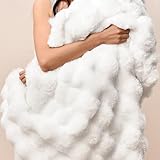PHF Luxury Faux Rabbit Fur Throw Blanket, Ultra Soft Fluffy Plush Cozy Warm Bubble Blanket for Bed, Couch, Chair, Sofa Decorative, Thick Reversible Throw Suitable for Fall & Winter, 50" x 60", White